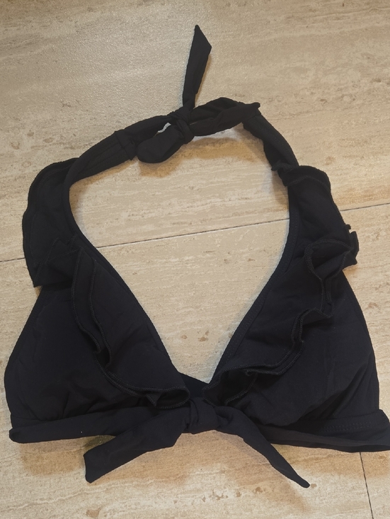 Kenneth Cole Reaction Other - New Kenneth Cole Reaction Black Banded Ruffle Halter Bikini Top